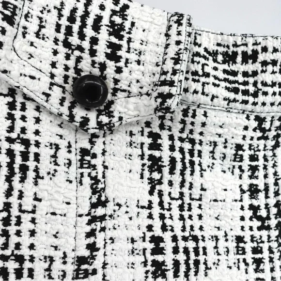 NWT Anna Sui Monochrome Pleated Tweed Mini Skirt Black White 8 - Picture 5 of 12